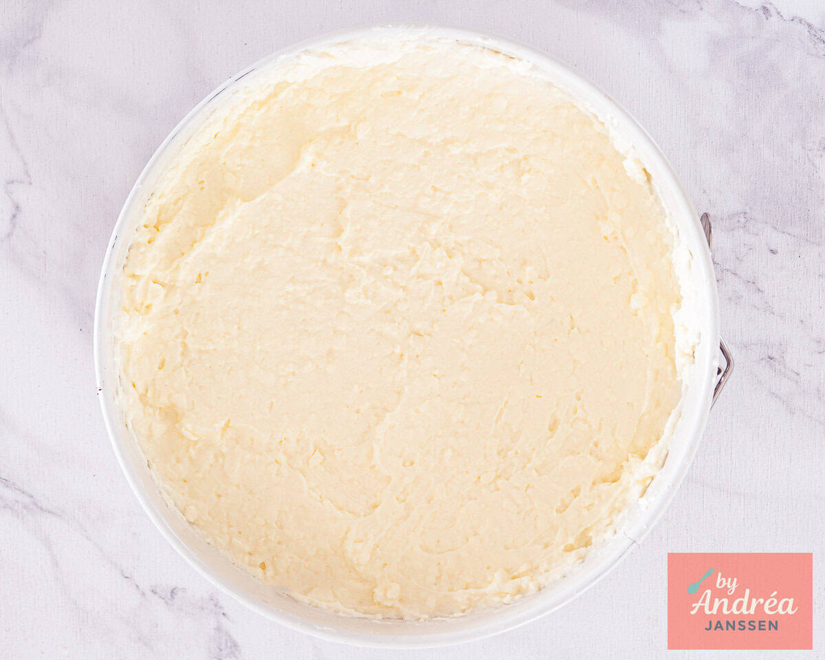 Een springvorm met een laag monchouvulling